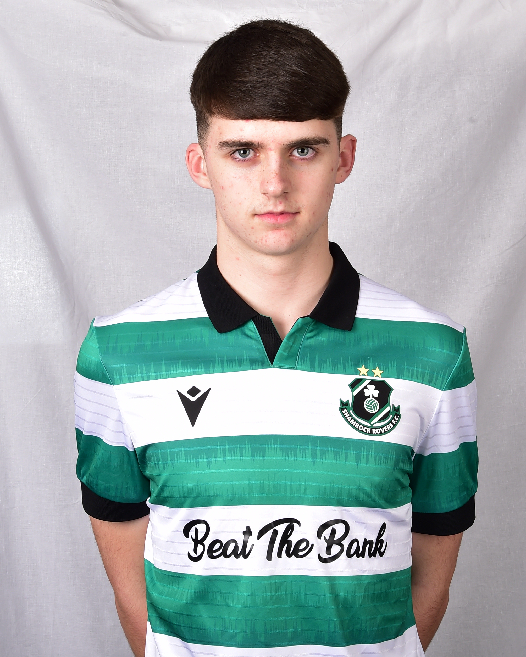Joel McPhail in Shamrock Rovers jersey, football club player portrait.