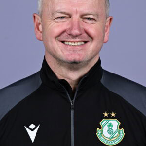 James O'Callaghan smiling in Shamrock Rovers team jacket, football coach.