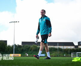 Shamrock Rovers football player on the field, Irish soccer team, sports, training, League of Ireland.
