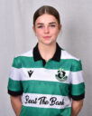 Female football player in Shamrock Rovers jersey.