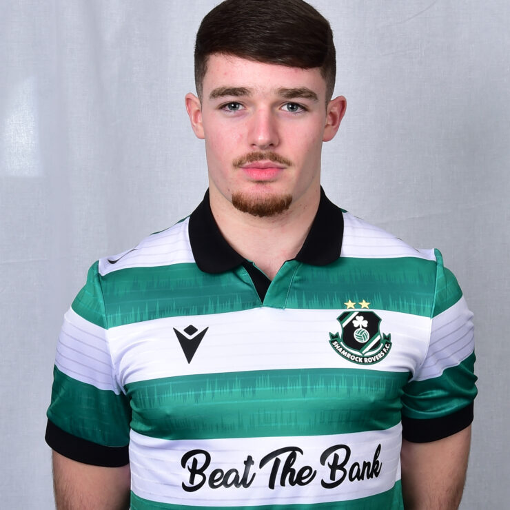 Player in Shamrock Rovers jersey, standing against a neutral background.