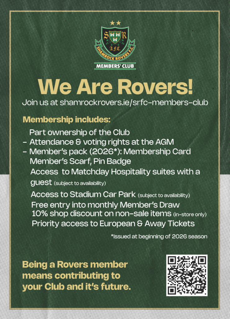 Shamrock Rovers club membership benefits and access details.
