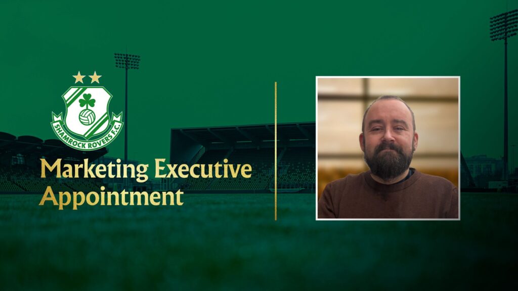 Shamrock Rovers marketing executive portrait at stadium.