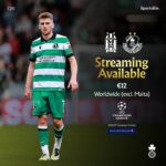 Shamrock Rovers player in green and white kit on the field.